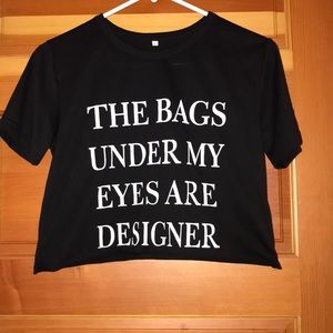 Black Cropped Tee with quote